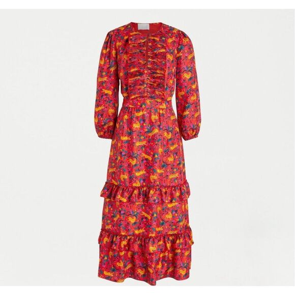 J. crew collection size M leopard red print holiday dress - EUC - Picture 2 of 11